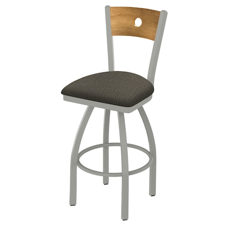 30 Swivel Counter Stool,Nickel Finish,Med Back,Graph Chalice Seat